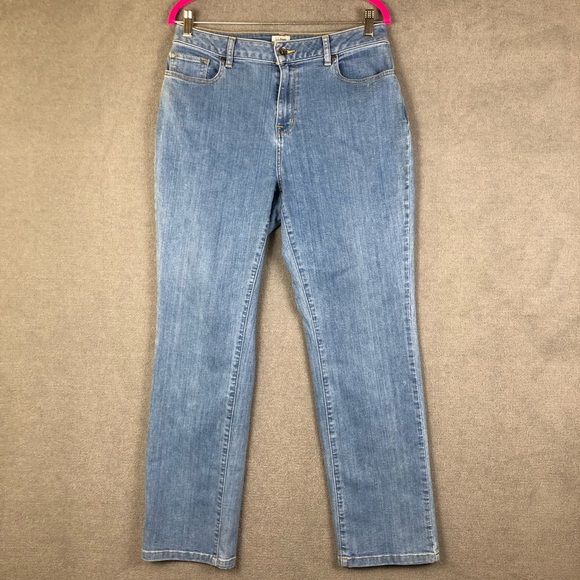 LL Bean Women’s Blue Denim Stretch Classic Fit Straight Leg jeans size 12R - Picture 1 of 8